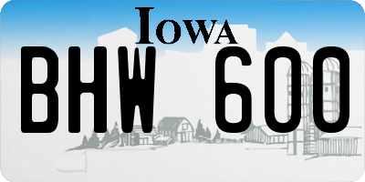 IA license plate BHW600