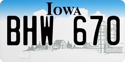 IA license plate BHW670