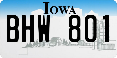 IA license plate BHW801