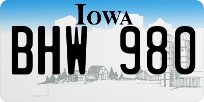IA license plate BHW980