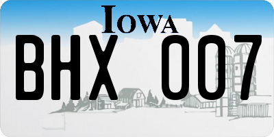 IA license plate BHX007