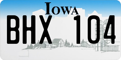 IA license plate BHX104