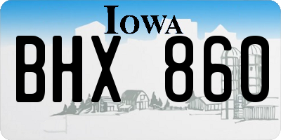 IA license plate BHX860