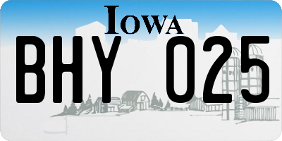 IA license plate BHY025
