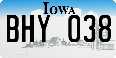 IA license plate BHY038
