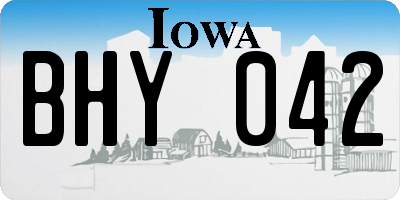 IA license plate BHY042