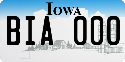 IA license plate BIA000
