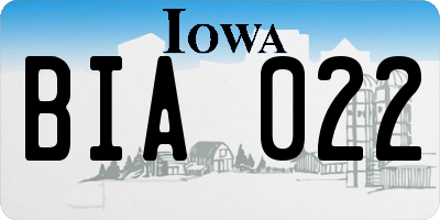 IA license plate BIA022