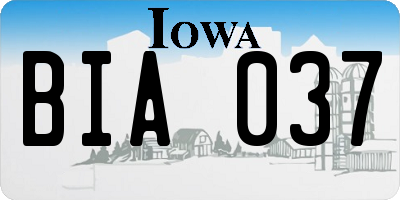 IA license plate BIA037