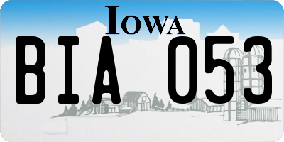 IA license plate BIA053