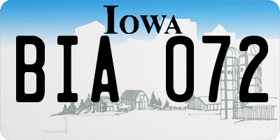 IA license plate BIA072