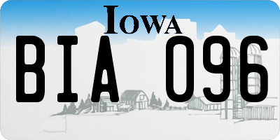 IA license plate BIA096