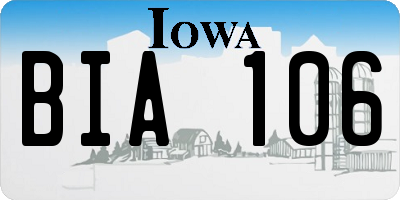 IA license plate BIA106