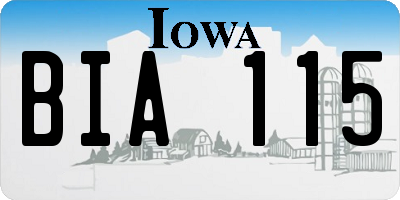 IA license plate BIA115