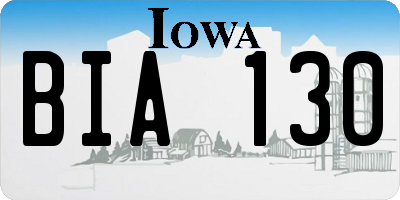 IA license plate BIA130