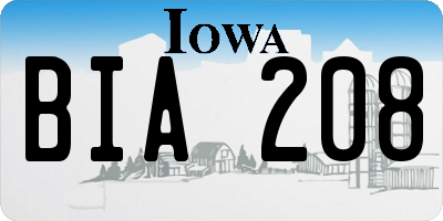 IA license plate BIA208