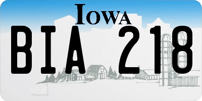 IA license plate BIA218