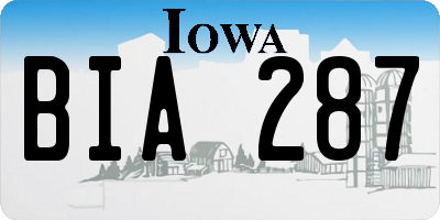 IA license plate BIA287