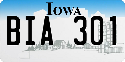 IA license plate BIA301
