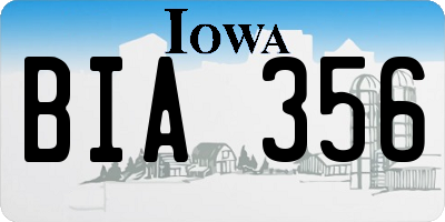 IA license plate BIA356