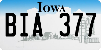 IA license plate BIA377