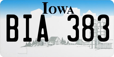IA license plate BIA383