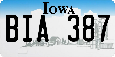IA license plate BIA387