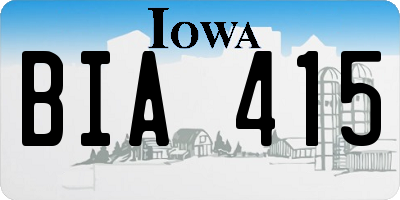 IA license plate BIA415