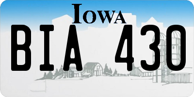 IA license plate BIA430