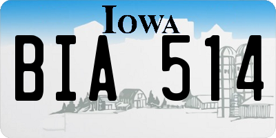 IA license plate BIA514