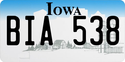 IA license plate BIA538