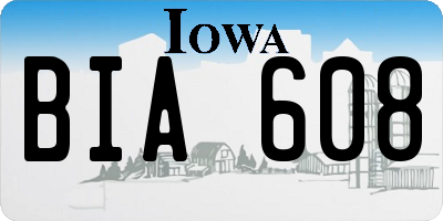 IA license plate BIA608