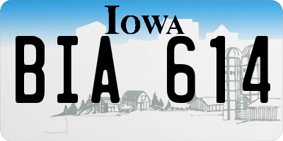 IA license plate BIA614