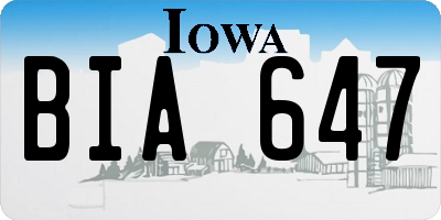 IA license plate BIA647