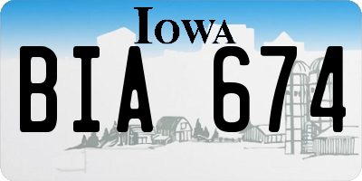 IA license plate BIA674