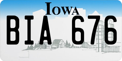 IA license plate BIA676