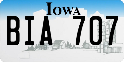 IA license plate BIA707
