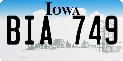 IA license plate BIA749