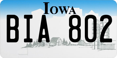 IA license plate BIA802