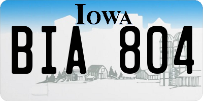 IA license plate BIA804