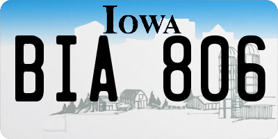 IA license plate BIA806