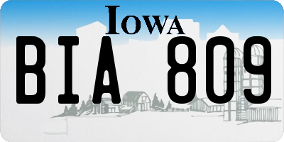 IA license plate BIA809
