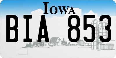 IA license plate BIA853