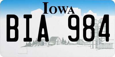 IA license plate BIA984