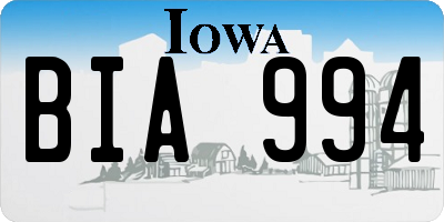 IA license plate BIA994