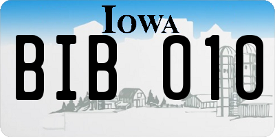 IA license plate BIB010