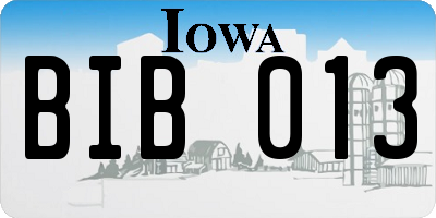 IA license plate BIB013