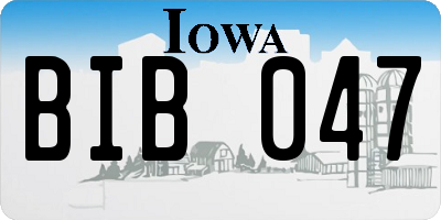IA license plate BIB047