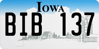 IA license plate BIB137