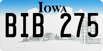 IA license plate BIB275